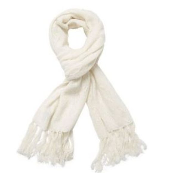 Cashmere White Cream  Scarf Hand Taylored - Picture 4 of 6